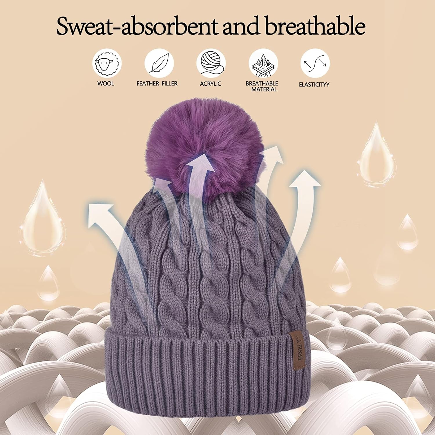 Touch Screen Gloves Sets Girls Classic Knit Warm Chunky Fleece Lined Cable Cap