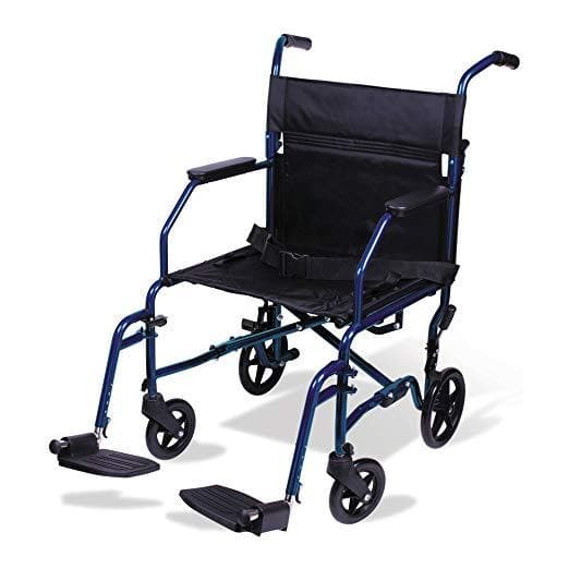Carex Folding Transport Wheelchair with Foot Rests - 19 inch Seat