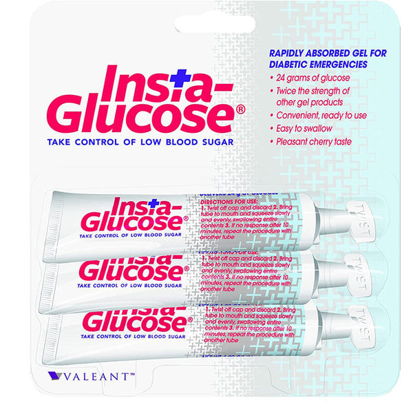 Insta-Glucose Gel For Low Blood Sugar, 24 gram Tubes, (3-Pack)