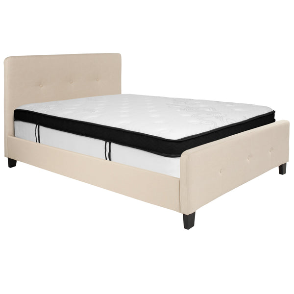 Tribeca Button Tufted Upholstered Platform Bed with Memory Foam Pocket Spring Mattress