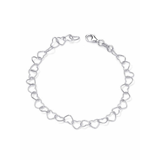 PalmBeach Jewelry Sterling Silver Heart Link Ankle Bracelet