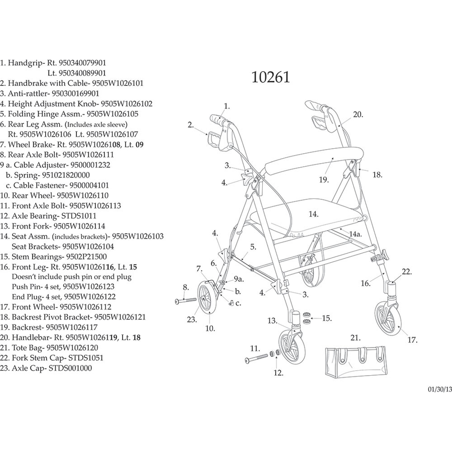 Drive Adjustable Seat Height Rollator