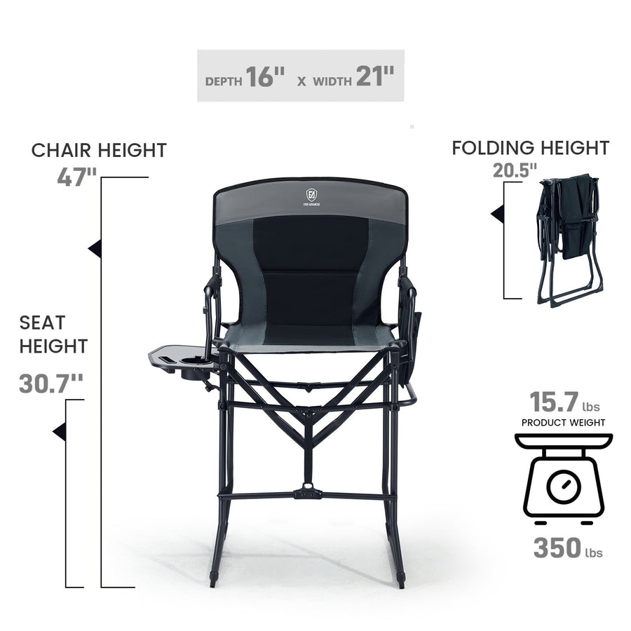 EVER ADVANCED Portable Tall Folding Camping Chair