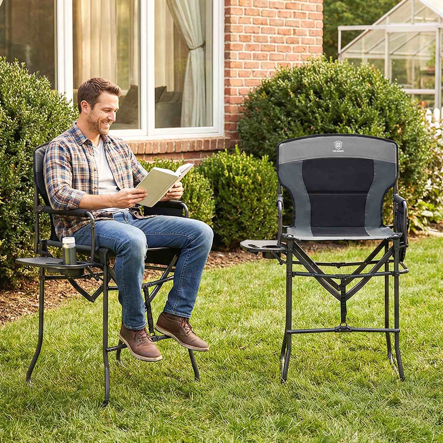 EVER ADVANCED Portable Tall Folding Camping Chair