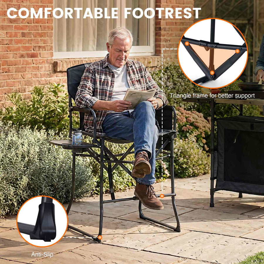 EVER ADVANCED Portable Tall Folding Camping Chair