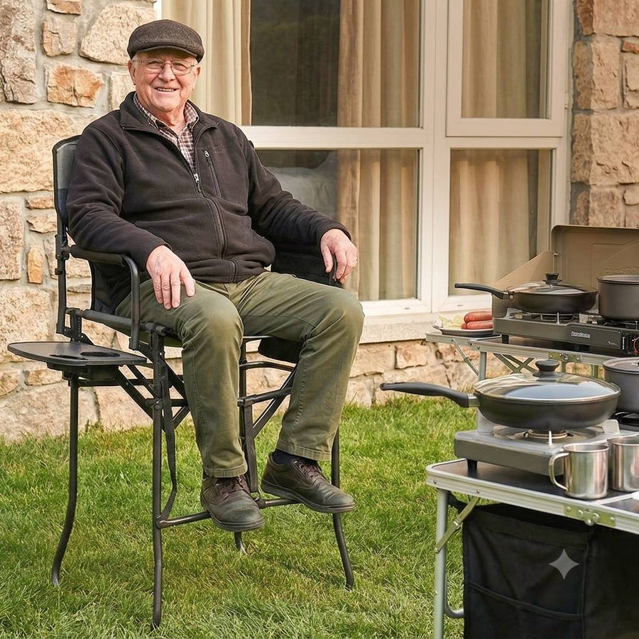 EVER ADVANCED Portable Tall Folding Camping Chair