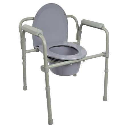Folding Commode with Fixed Arms by McKesson