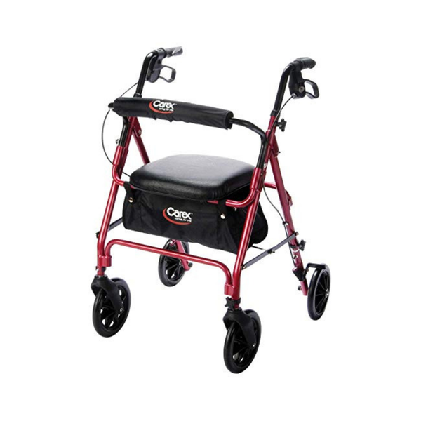 Carex Deluxe Folding Rolling Walker Rollator with Seat & Storage