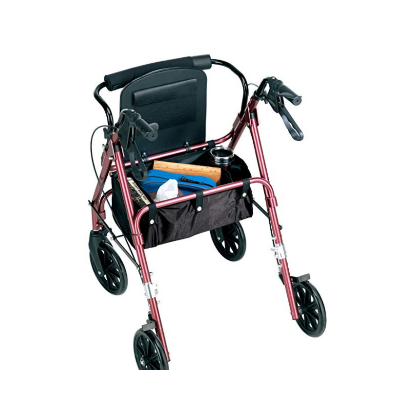 Carex Deluxe Folding Rolling Walker Rollator with Seat & Storage