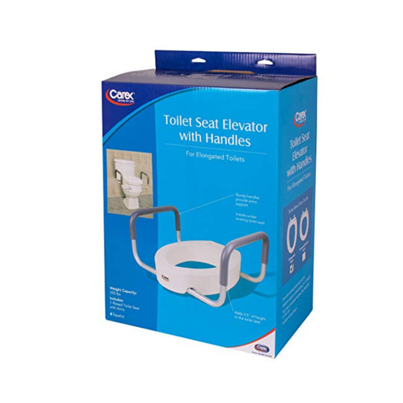 Carex Raised Toilet Seat With Handles - For Standard Toilets - Adds 3.5 Inches
