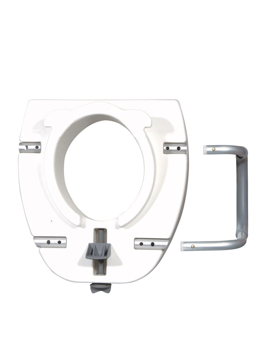 Premium Raised Toilet Seat w/ Lock & Padded Armrests, Elongated - 5 Inch, 300 Lbs. Capacity