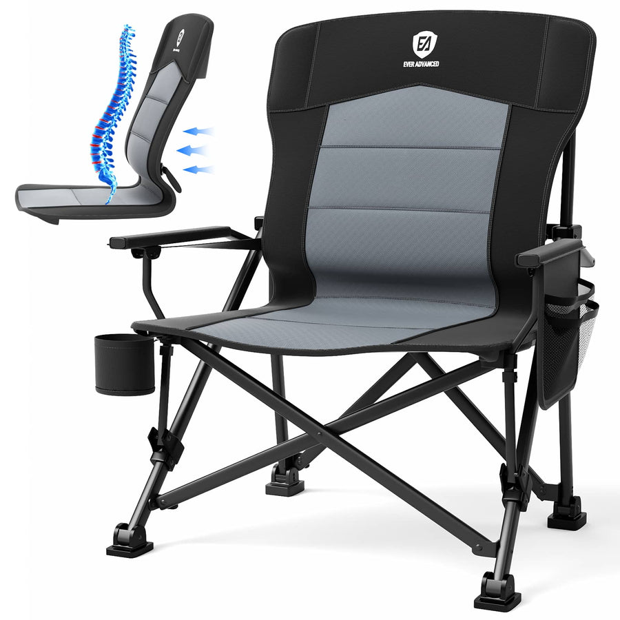Refurbished: EVER ADVANCED Oversized Lumbar Support Folding Camping Chair