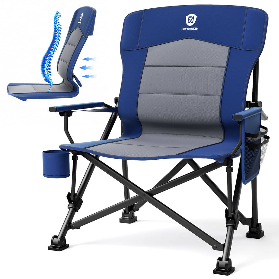 Refurbished: EVER ADVANCED Oversized Lumbar Support Folding Camping Chair