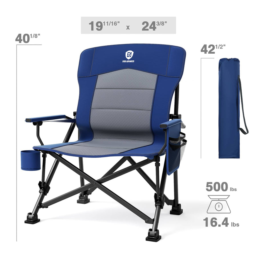 Refurbished: EVER ADVANCED Oversized Lumbar Support Folding Camping Chair