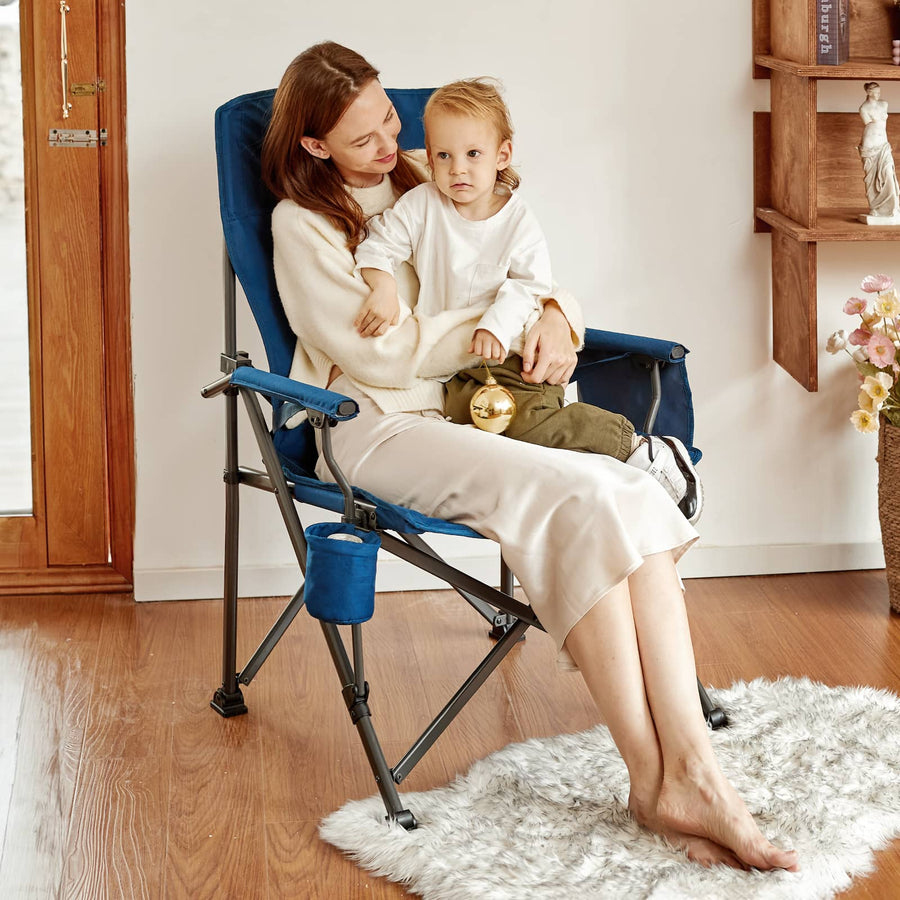 Refurbished: EVER ADVANCED Oversized Lumbar Support Folding Camping Chair