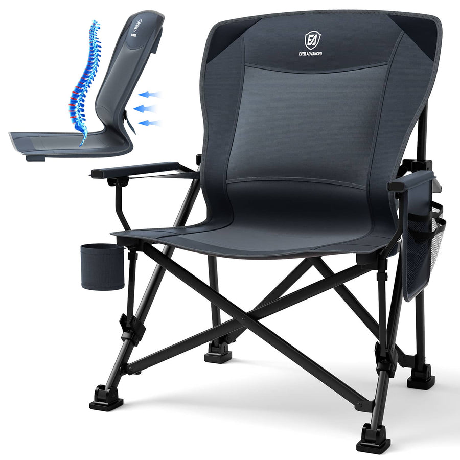 EVER ADVANCED Oversized Lumbar Support Folding Camping Chair