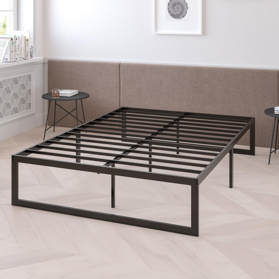 14 Inch Metal Platform Bed Frame with 10 Inch Pocket Spring Mattress in a Box (No Box Spring Required)