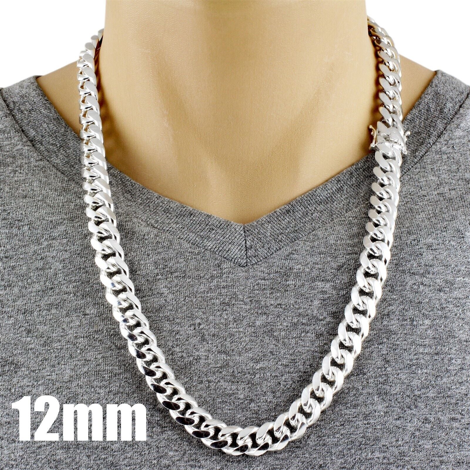 Guaranteed 925 Sterling Silver Miami Cuban Chain Necklace Men'S Jewelry