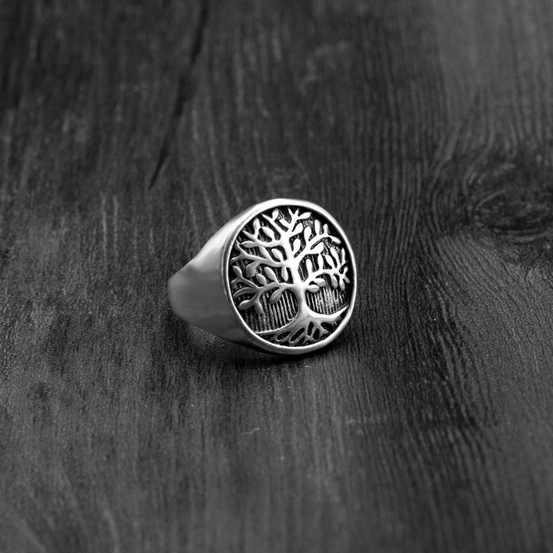 Vintage Tree Rings for Men Punk Tree of Life Ring Lucky Tree Life Men Ring Punk Rock Male Jewelry