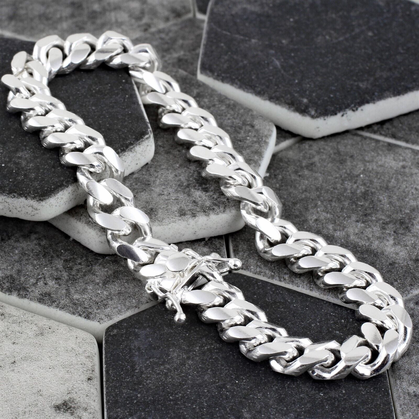 Guaranteed 925 Sterling Silver Miami Cuban Chain Necklace Men'S Jewelry