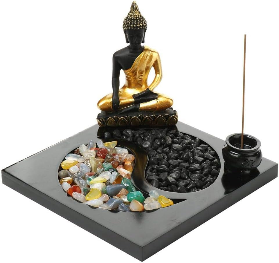 Tabletop Buddha Zen Garden Incense Holder Ornament Incense Burner Sticks Incense Holder for Decor Meditation Relax (Buddha)