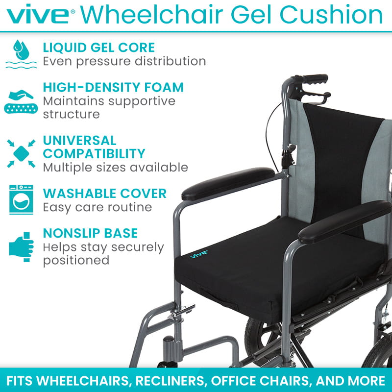 Wheelchair Gel Seat Cushion - Back Support Comfort and Pain Relief