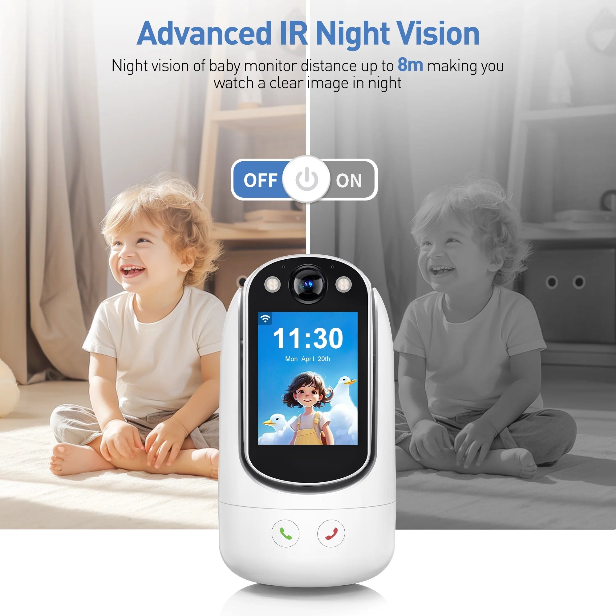 Baby Monitor with Two Way Video Call, 1080P HD Wifi Cameras W/ 2.8” Screen for Home Security/Baby Monitor/Pet Camera, AI Motion Detection&One-Click Call, Full-Color Night Vision for Baby Pet Elderly