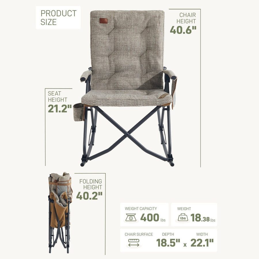 EVER ADVANCED Collapsible Patio Rocking Camping Chair