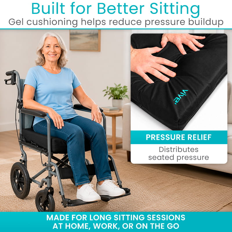 Wheelchair Gel Seat Cushion - Back Support Comfort and Pain Relief
