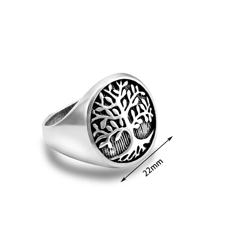 Vintage Tree Rings for Men Punk Tree of Life Ring Lucky Tree Life Men Ring Punk Rock Male Jewelry