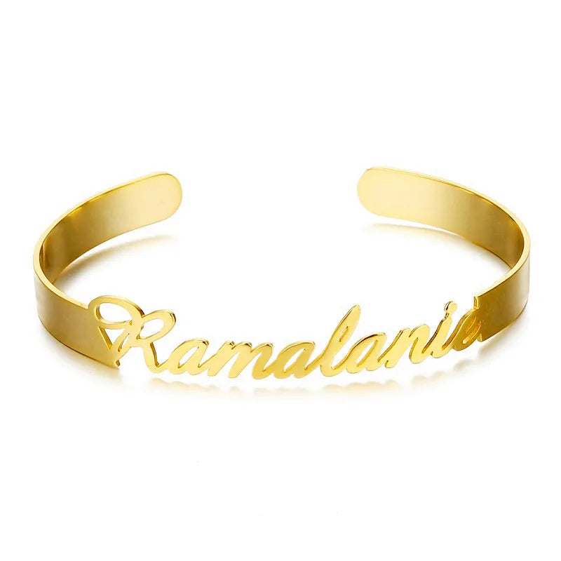 Custom Name Cuff Bracelet Bangle Jewelry Set Personalized Gold Stainless Steel Bangles for Women 2020 Nameplate Charms Bracelets