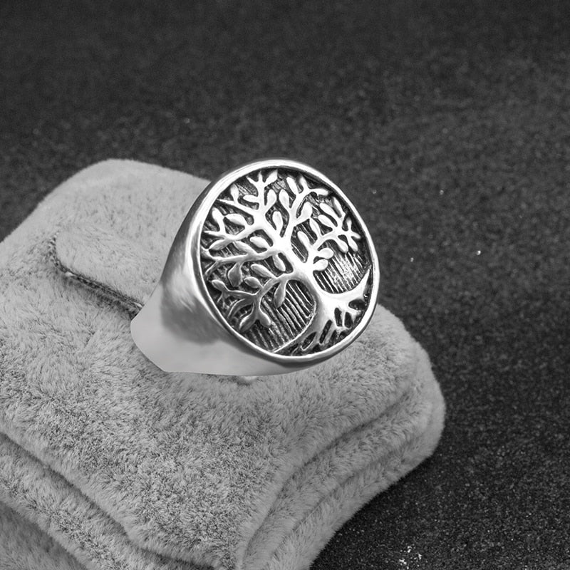 Vintage Tree Rings for Men Punk Tree of Life Ring Lucky Tree Life Men Ring Punk Rock Male Jewelry