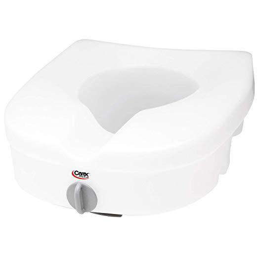 Carex E-Z Lock Raised Toilet Seat - 5 Inches Riser For Round Or Elongated Toilets