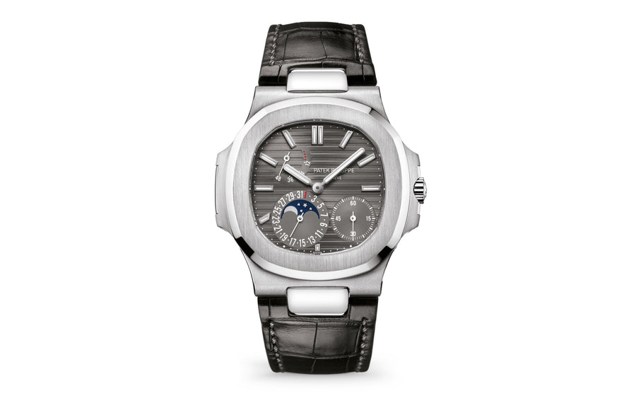 Nautilus Date, Moon Phases Watch, 18k White Gold, 40mm, Ref# 5712G-001