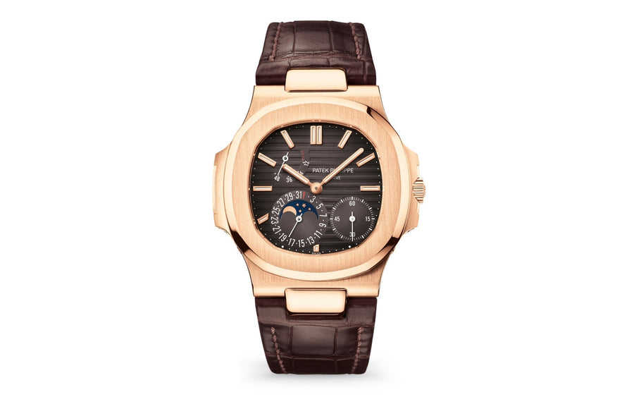 Nautilus Date, Moon Phases Watch, 18k Rose Gold, 40mm, Ref# 5712R-001