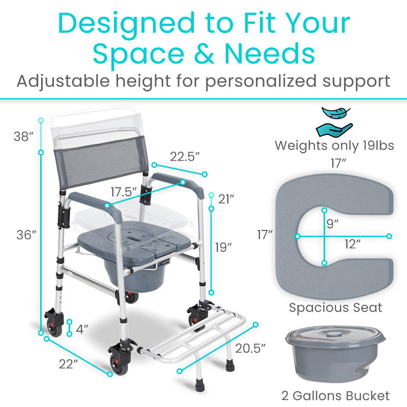 Core Shower Commode Transport Wheelchair
