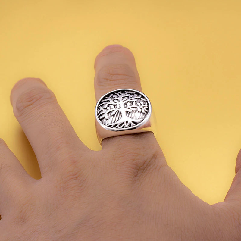 Vintage Tree Rings for Men Punk Tree of Life Ring Lucky Tree Life Men Ring Punk Rock Male Jewelry