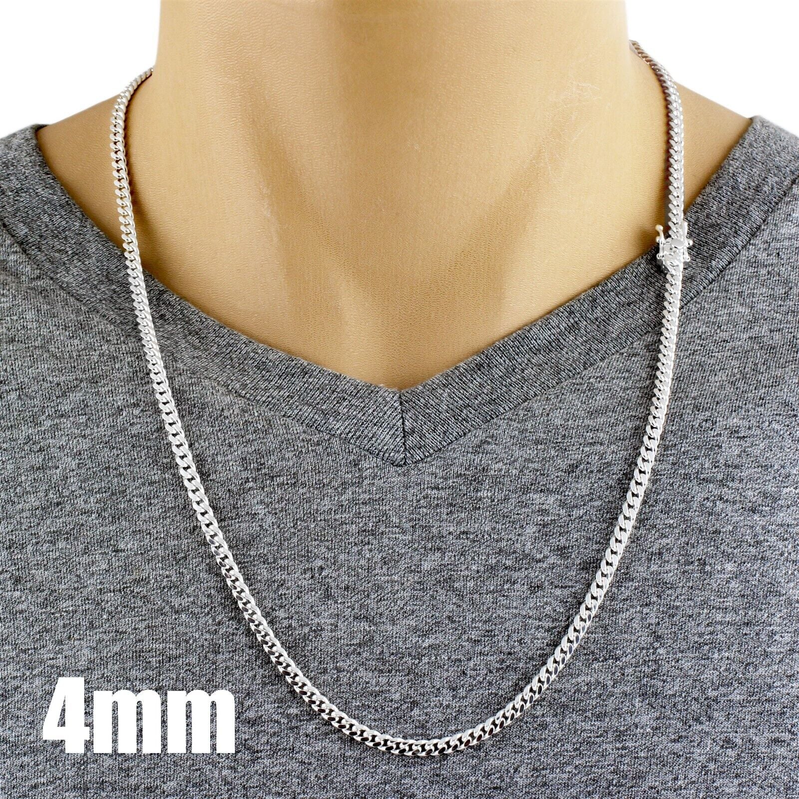 Guaranteed 925 Sterling Silver Miami Cuban Chain Necklace Men'S Jewelry