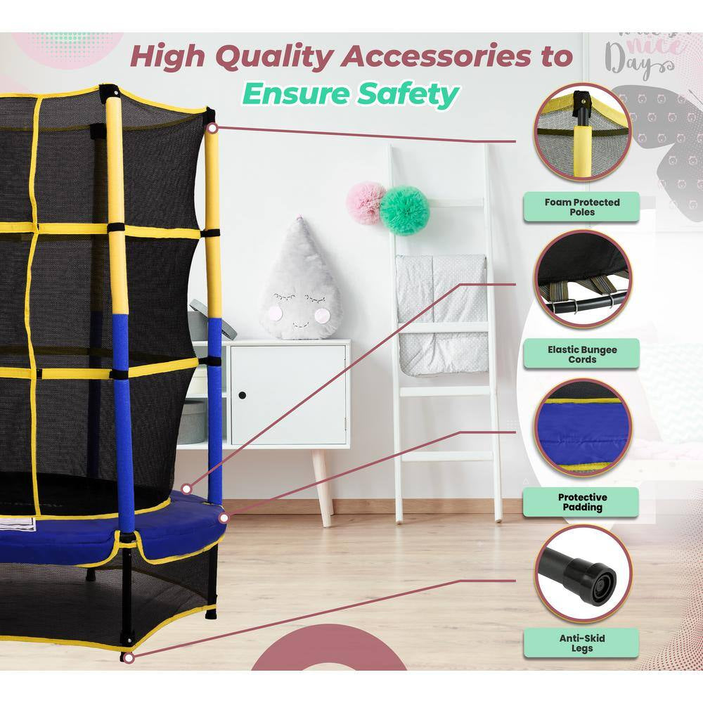 Machrus  55 In. Kiddy Trampoline and Enclosure Set Easy Assembly