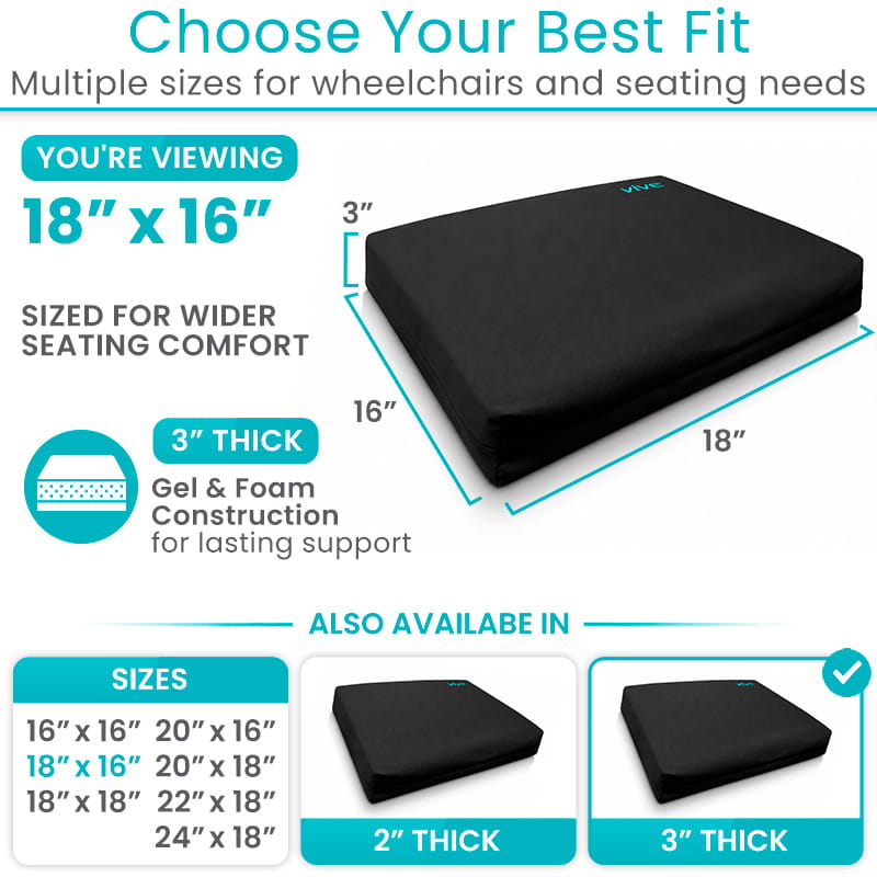 Wheelchair Gel Seat Cushion - Back Support Comfort and Pain Relief