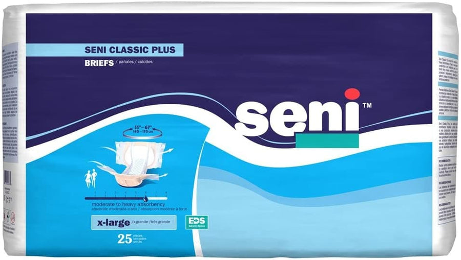 Seni Classic Plus Unisex Briefs - Heavy Absorbency - Case of 100