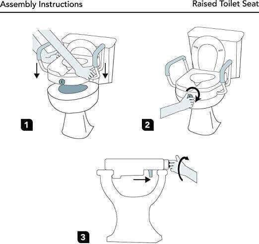 Carex E-Z Lock Raised Toilet Seat - 5 Inches Riser For Round Or Elongated Toilets