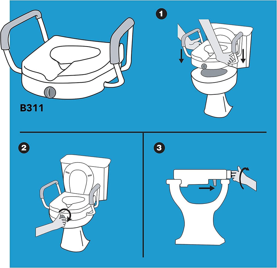 Carex Classics Raised Toilet Seat With Armrests