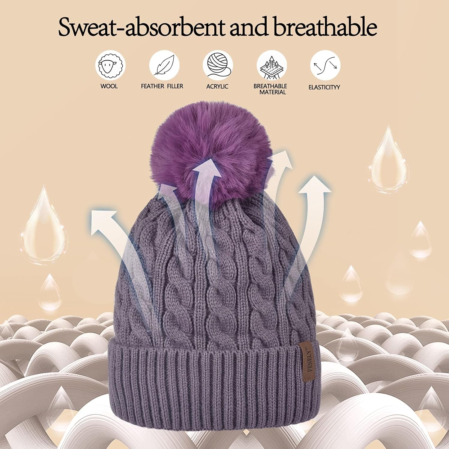 3Pcs Winter Women Beanie Hat Scarf and Touch Screen Gloves Sets Girls Classic Knit Warm Chunky Fleece Lined Cable Cap