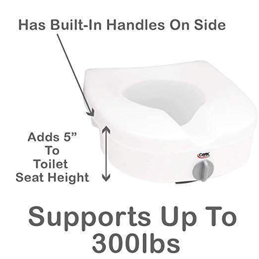 Carex E-Z Lock Raised Toilet Seat - 5 Inches Riser For Round Or Elongated Toilets