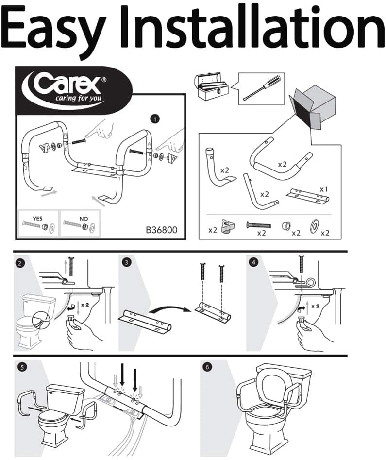 Carex Toilet Safety Frame with Adjustable Width - Easy Installation