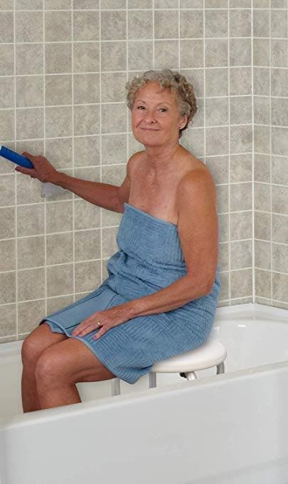 Carex Compact Shower Stool - Adjustable Height Bath Stool and Shower Seat