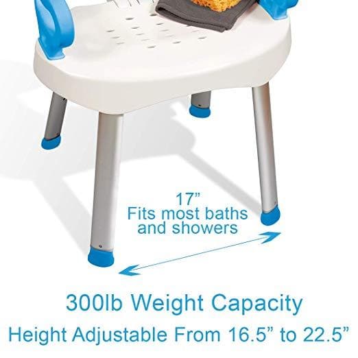Carex Folding Portable Premium Shower Chair with Backrest & Handles