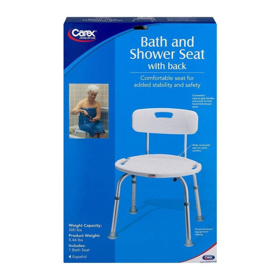 Carex Bath and Shower Seat with Back- Lightweight & Height Adjustable