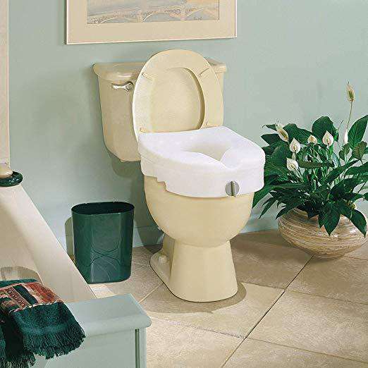 Carex E-Z Lock Raised Toilet Seat - 5 Inches Riser For Round Or Elongated Toilets